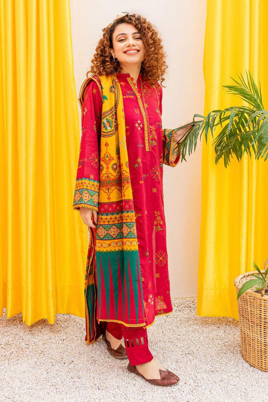 Batik Embroidered lawn Three Piece D-0144