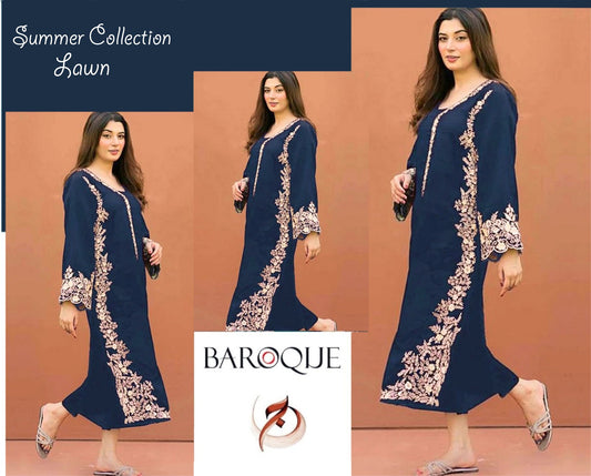 Bin yasir 2pc embroiderd lawn dress with lawn trouser