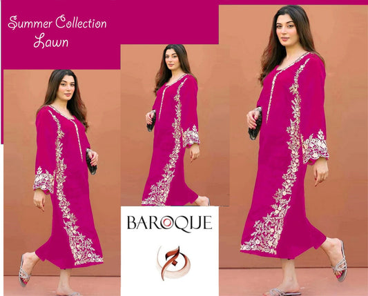 Bin yasir 2pc embroiderd lawn dress with lawn trouser