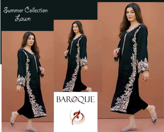 Bin yasir 2pc embroiderd lawn dress with lawn trouser