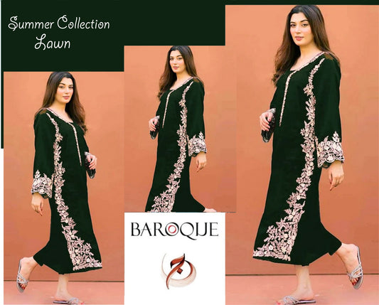 Bin yasir 2pc embroiderd lawn dress with lawn trouser