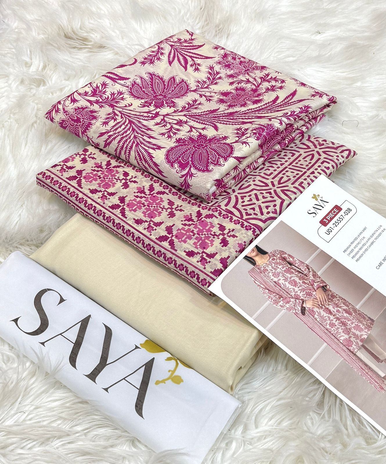 Saya 3pc un-stitched printed lawn dress with lawn printed dupatta