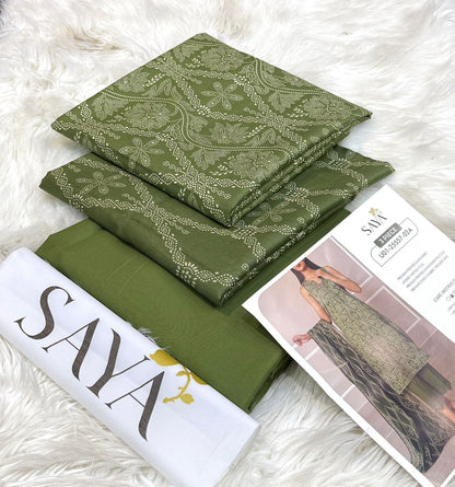 saya 3pc un-stitched printed lawn dress with lawn printed dupatta