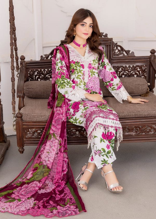 3pc unstitched linen dress with linen dupatta JN-2608