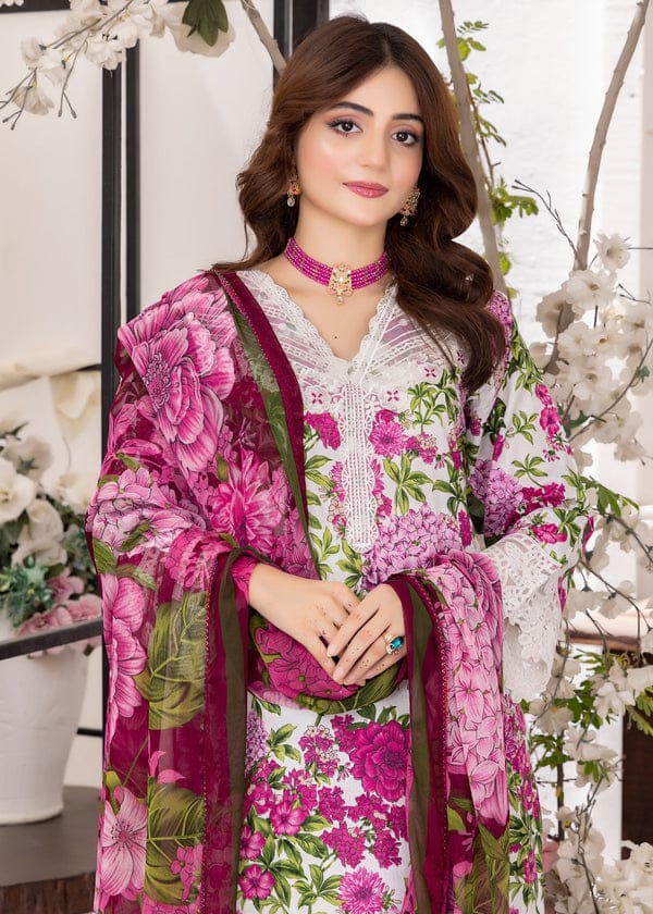 3pc unstitched linen dress with linen dupatta JN-2608