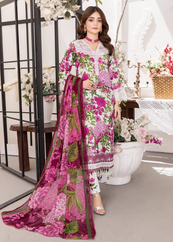 3pc unstitched linen dress with linen dupatta JN-2608