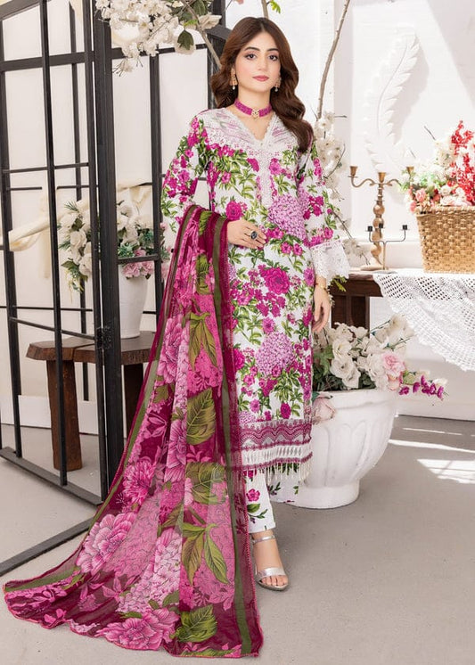 3pc unstitched linen dress with linen dupatta JN-2608
