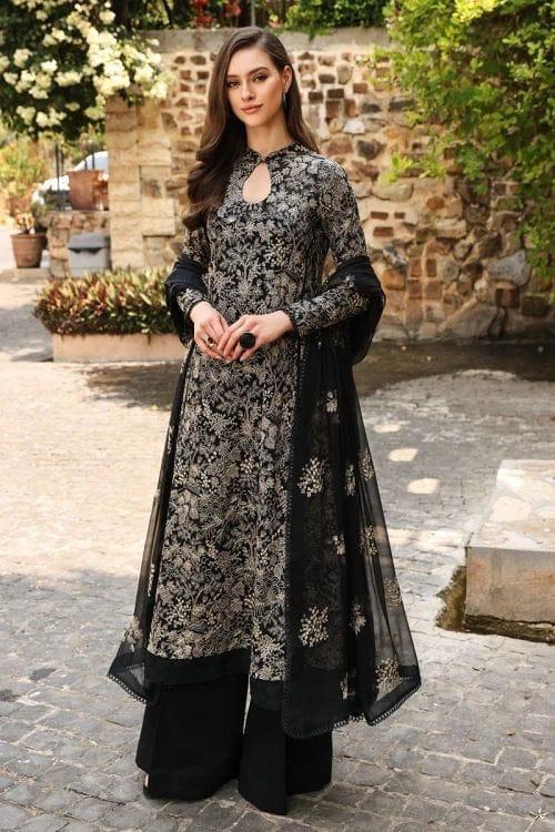 3pc unstitched dhanak  dress with dhanak embroiered shawl 2637