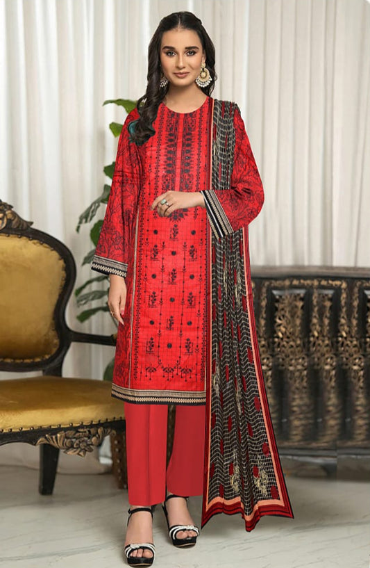 3pc unstitched linen dress with linen dupatta JN2630