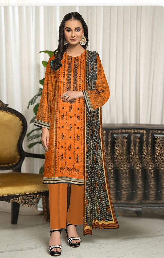 3pc unstitched linen dress with linen dupatta JN2629