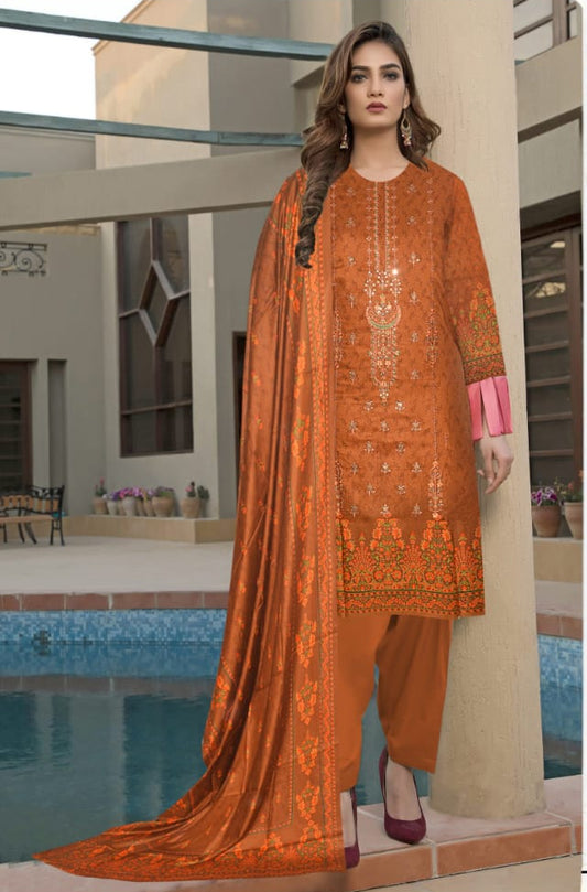 3pc unstitched linen dress with linen dupatta JN2626