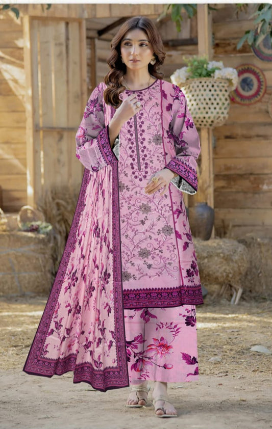 3pc unstitched linen dress with linen dupatta JN2622