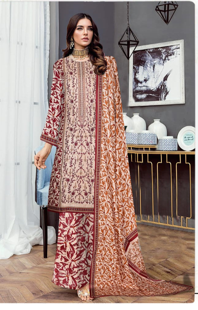 3pc unstitched linen dress with linen dupatta JN2621