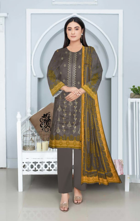 3pc unstitched linen dress with linen dupatta JN2618