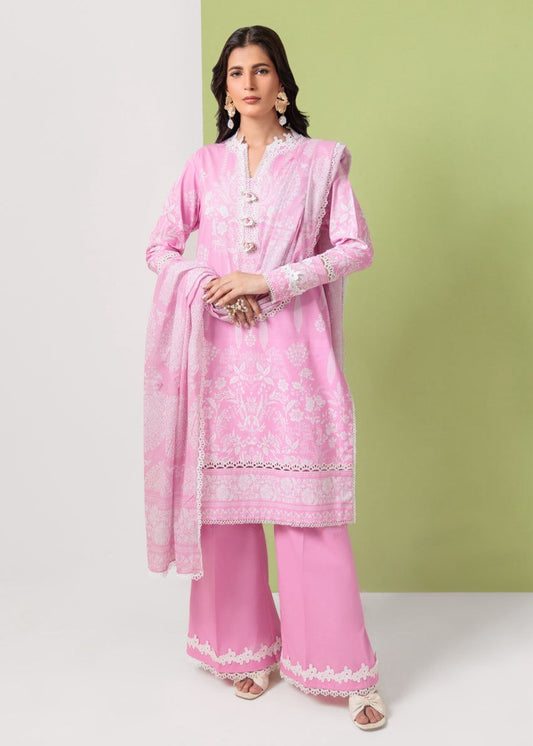 azel minal 3pc unstitched printed Dhanak dress with same shawl 2673