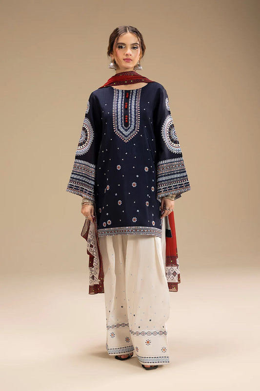 3pc unstitched dhanak  dress with dhannak  dupatta JN-2614
