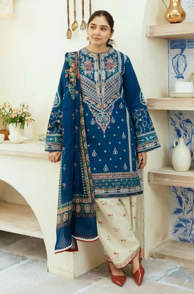 3pc unstitched dhanak  dress with dhannak  dupatta JN-2613