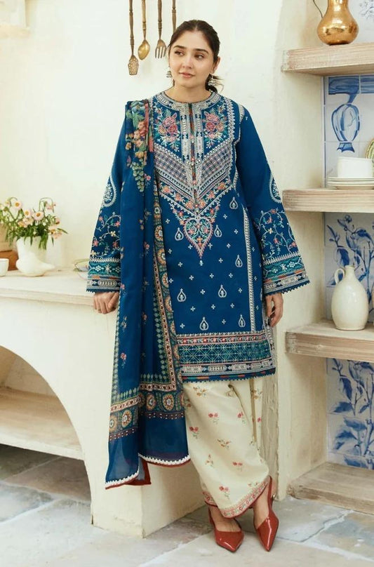 3pc unstitched dhanak  dress with dhannak  dupatta JN-2613