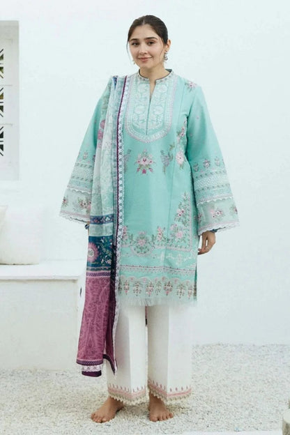 3pc unstitched dhanak dress with printed wool shawl 2658