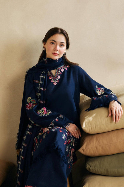 3pc unstitched dhanak  dress with dhannak Emb shawl 2646