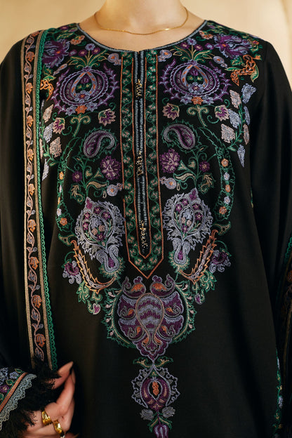 3pc unstitched dhanak  dress with dhannak Emb shawl 2658