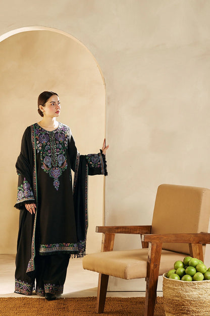 3pc unstitched dhanak  dress with dhannak Emb shawl 2658