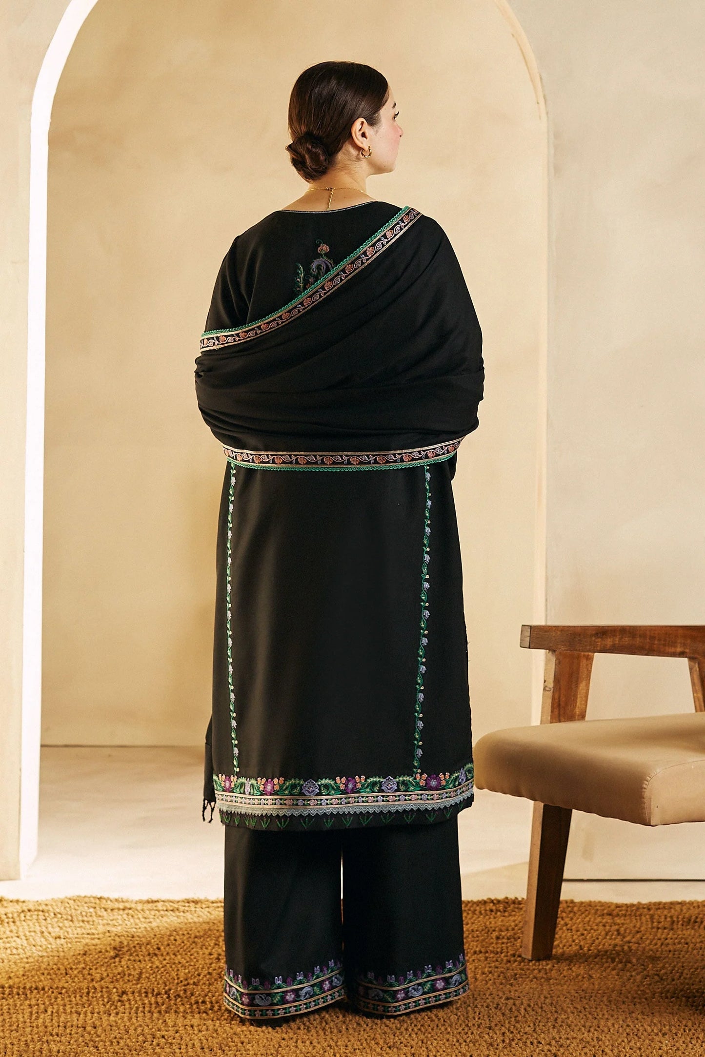 3pc unstitched dhanak  dress with dhannak Emb shawl 2658