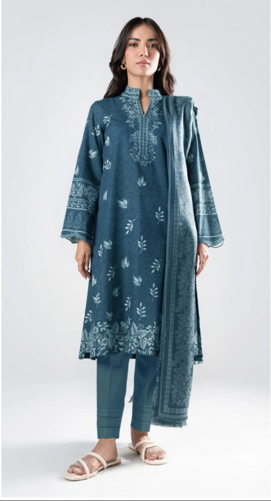 Maria.b 3pc lawn suit unstitched with voil dupatta (Copy)