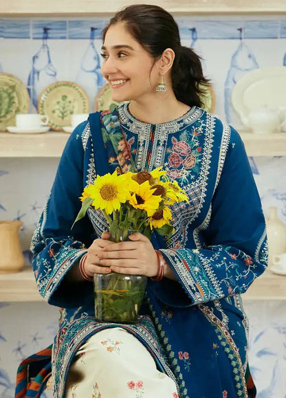 3pc unstitched dhanak  dress with dhannak  dupatta JN-2613