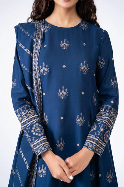 3pc unstitched dhanak  dress with dhanak embroiered  shawl 2634