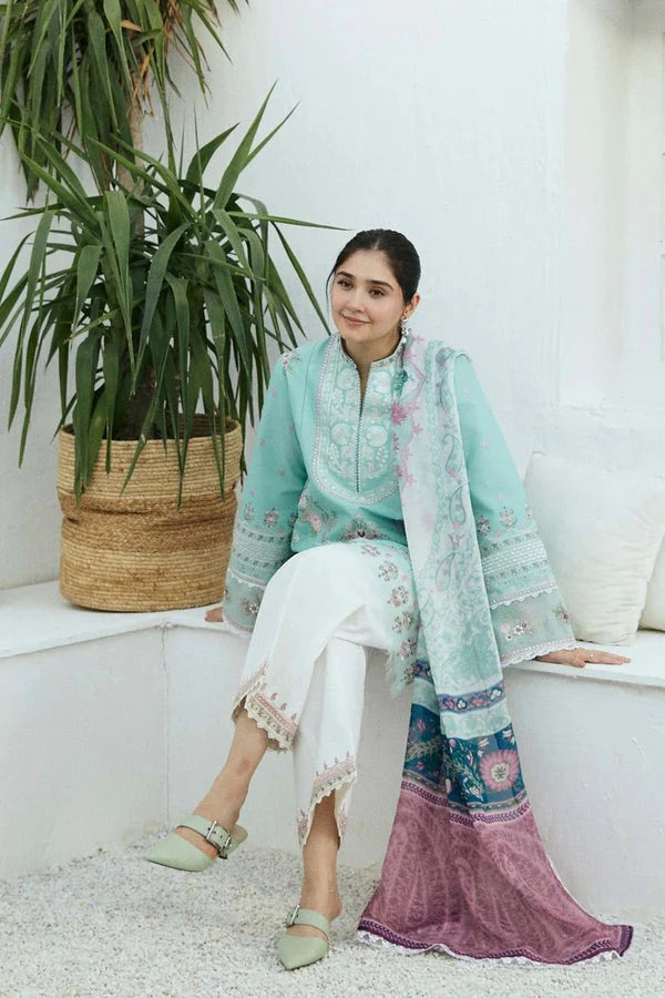 Zara shah jahan 3pc lawn suit unstitched with voil dupatta