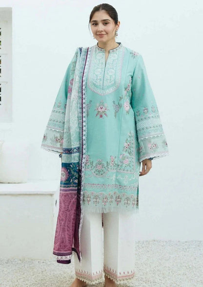 Zara shah jahan 3pc lawn suit unstitched with voil dupatta