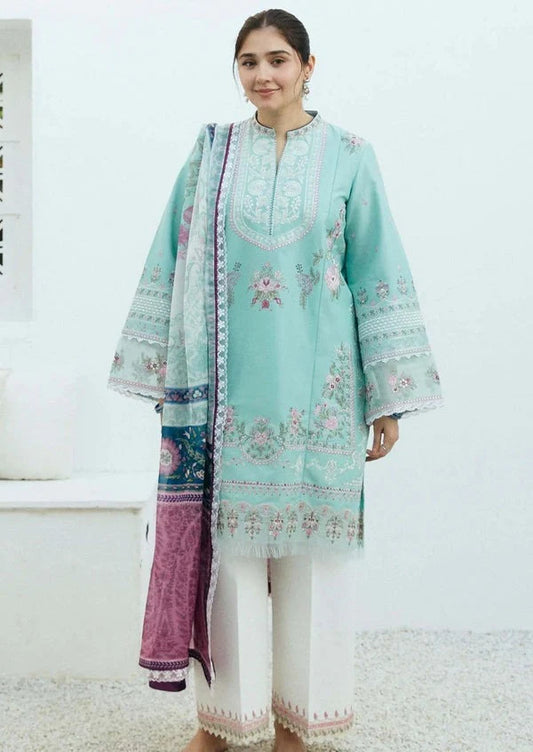 Zara shah jahan 3pc lawn suit unstitched with voil dupatta