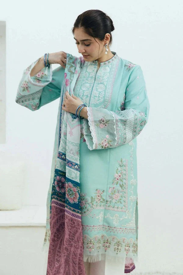 Zara shah jahan 3pc lawn suit unstitched with voil dupatta