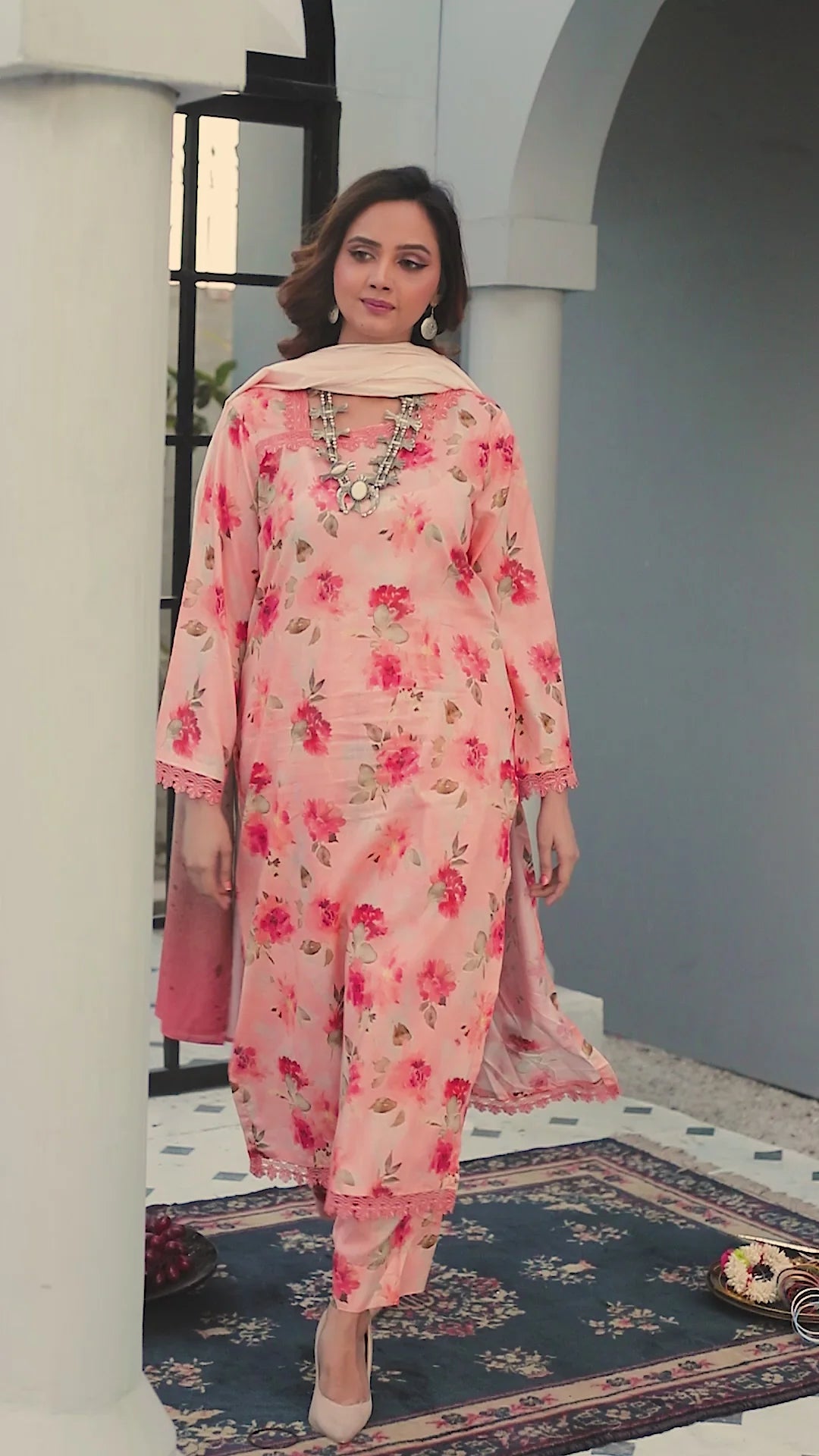 azel minal 3pc unstitched printed Dhanak dress with same shawl 2669