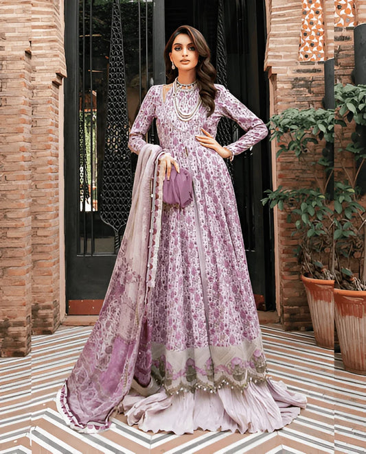 Maria.b 3pc unstiched lawn suit with chiffon duppata