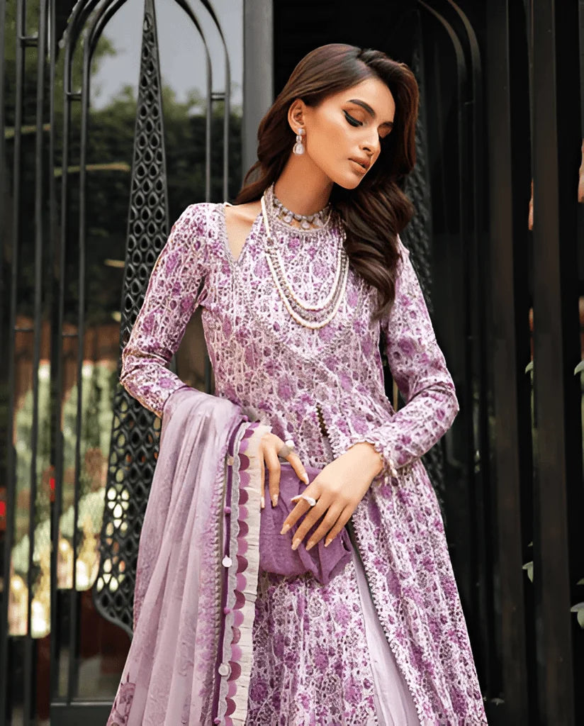 Maria.b 3pc unstiched lawn suit with chiffon duppata