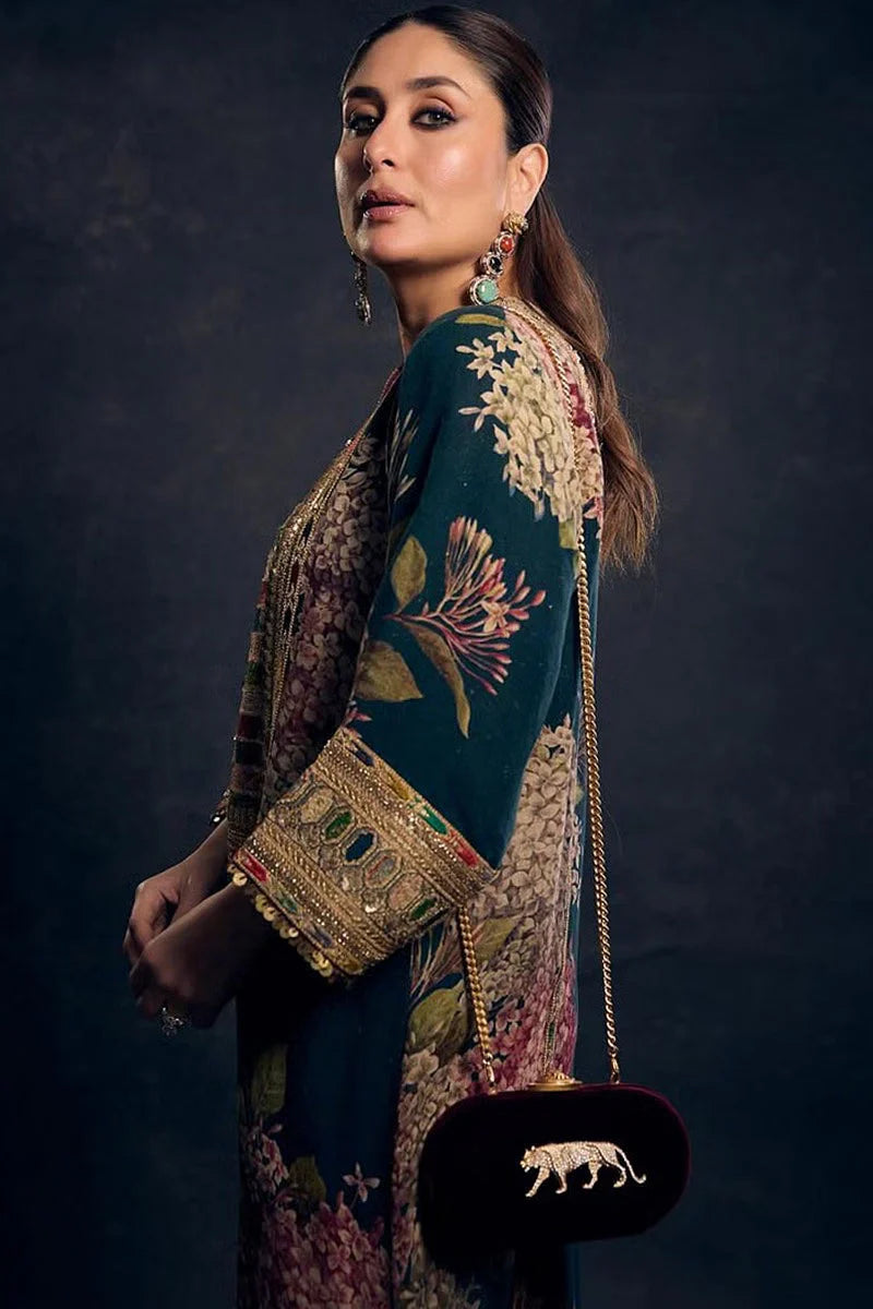 3pc un-stitched embroidered silk dress with silk dupatta ready to wear