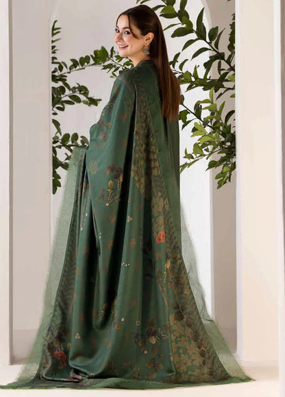 3pc unstitched dhanak  dress with printed wool shawl 2636